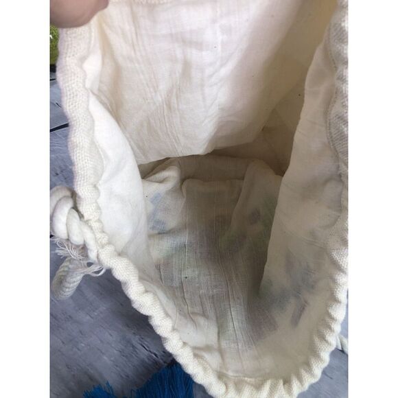 handmade embroidered jute sachel cross body shoulder bag floral - Picture 4 of 7